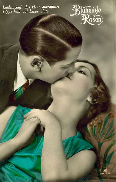 Couple kissing (colour photo)