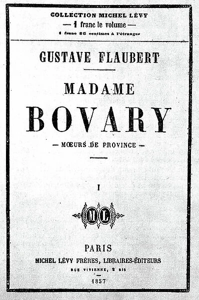 Cover of novel 'Madame Bovary' by Gustave Flaubert 1857
