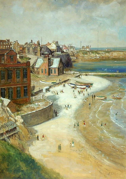 Cullercoats, Northumberland, 1910 (oil, pencil & w / c on card)