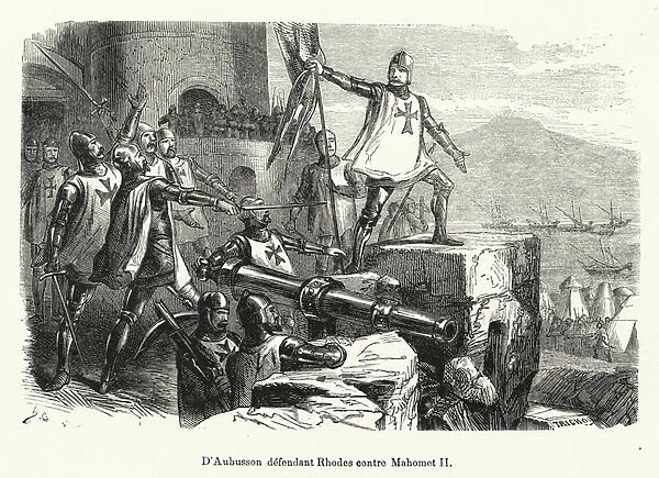 D Aubusson defendant Rhodes contre Mahomet II (engraving)
