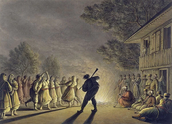 The Dance of the Bulgarian Peasants, pub. by William Watts, 1806 (engraving)