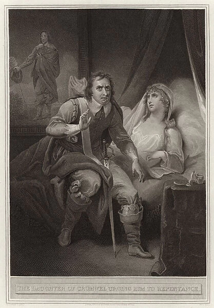 The daughter of Cromwell urging him to repentance (engraving)