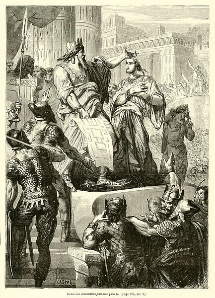 David fait reconnaitre Salomon pour roi (engraving)