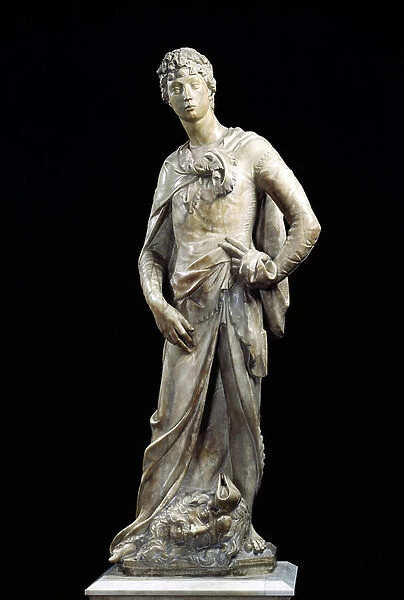 David. Marble sculpture of Donato by Bardi known as Donatello (1386-1466). 1409. 190 cm. Palazzo del Bargello, Florence