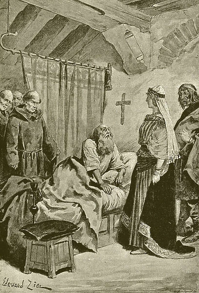 Death of Pretextat, bishop of Rouen (engraving)