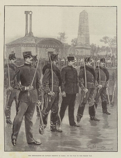 The Degradation of Captain Dreyfus in Paris, on his Way to the Prison Van (engraving)