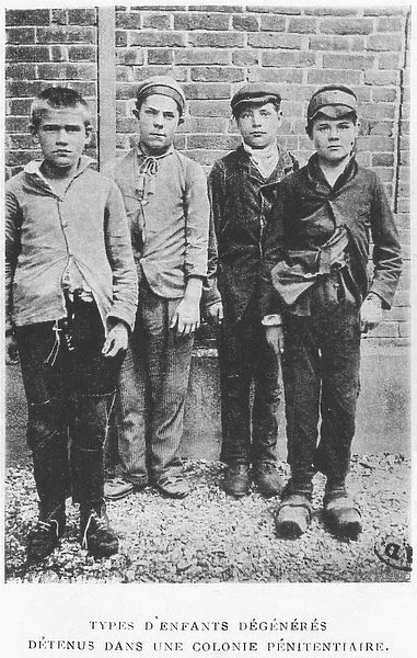 Delinquent children in a penal colony, c. 1900 (b  /  w photo)