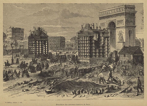 Demolition of the Barriere de l Etoile, Paris, c1860 (engraving)