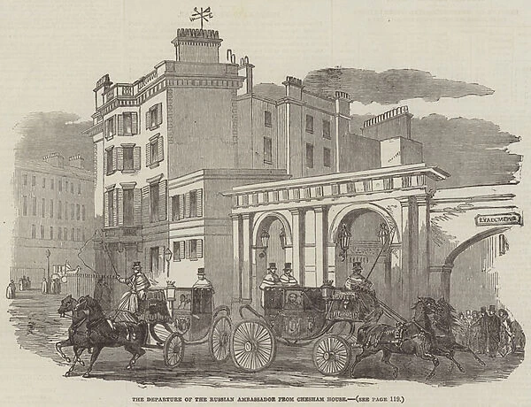 The Departure of the Russian Ambassador from Chesham House (engraving)