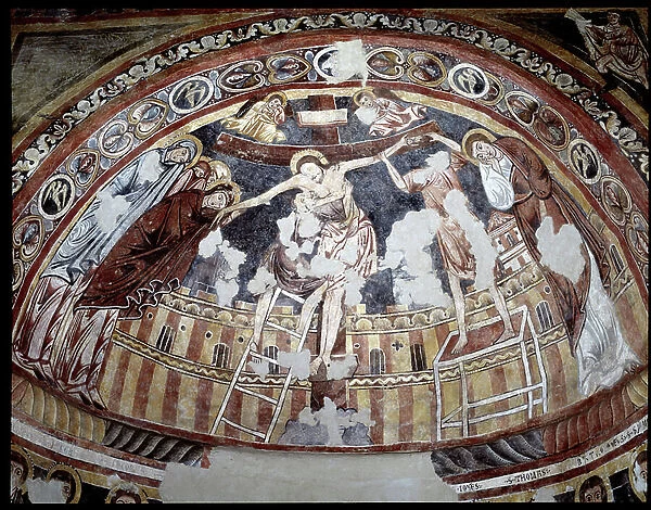 Deposition Fresco of the apse of the inner chapel of the castle of Udine, Italy