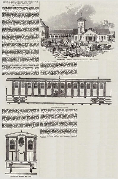 Depot of the Baltimore and Washington Railroad, at Washington, US (engraving)