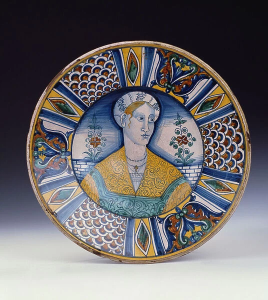 A Deruta large portrait dish, c.1530 (ceramic)