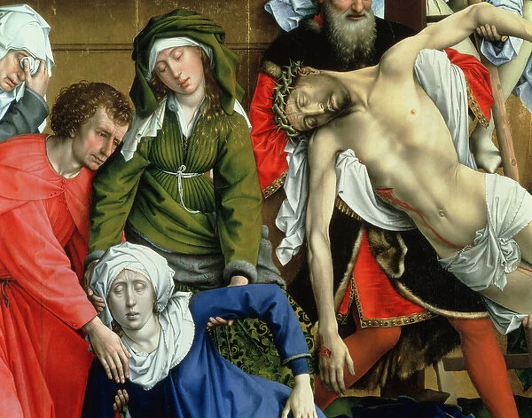 Descent from the Cross, 1435 (oil on panel) (detail of St. John, the Virgin Mary and Christ)