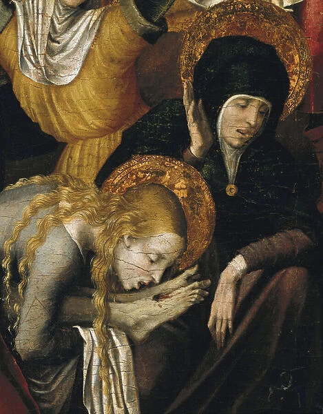 Descent from the Cross (Deposizione), detail of Mary Magdalene embracing the feet of Christ, early 16th century (tempera on panel)