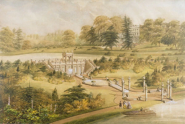 Design for Cowley Manor, c. 1860 (w  /  c, pen & ink on paper)