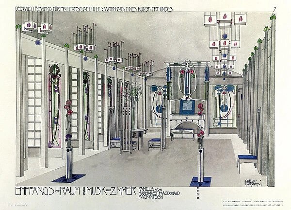Design for a Music Room with panels by Margaret Macdonald Mackintosh (1865-1933
