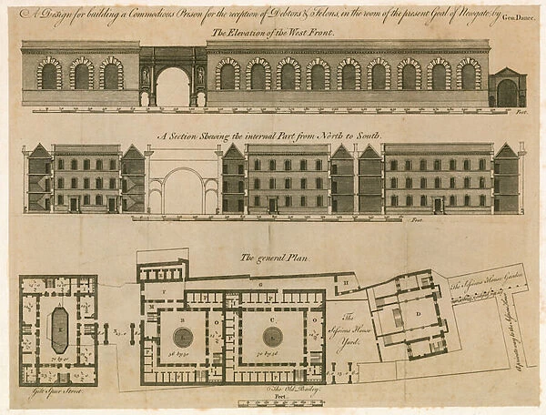 Design for Newgate prison (engraving)