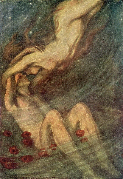 Diana and Endymion, Illustraion from the poem Endymion by John Keats, from Poems of Keats, pub.c.1910