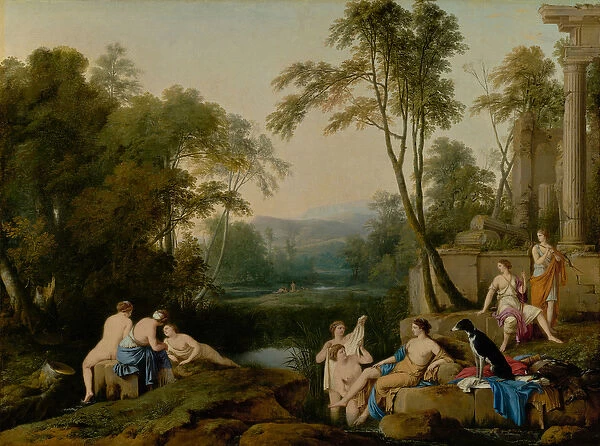 Diana and Her Nymphs in a Landscape, 1644 (oil on canvas)