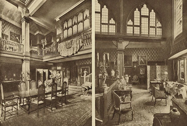 Dining room and drawing room of The Belfry in Belgravia (b  /  w photo)