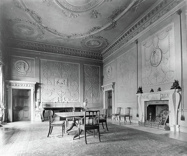 The Dining Room at Shardeloes, Buckinghamshire, from The Country Houses of Robert Adam, by Eileen Harris, published 2007 (b / w photo)