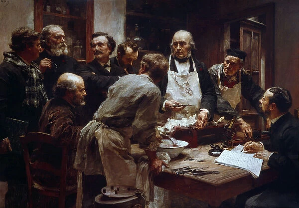 The dissection course of the doctor Claude Bernard (1813-1878) (with the apron