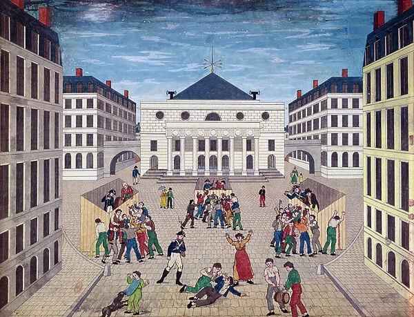 Distribution of wine in Place de l Odeon in Paris, c. 1805-10 (w  /  c on paper)