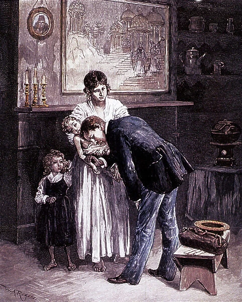 Doctor in treatment, 1899 (engraving)