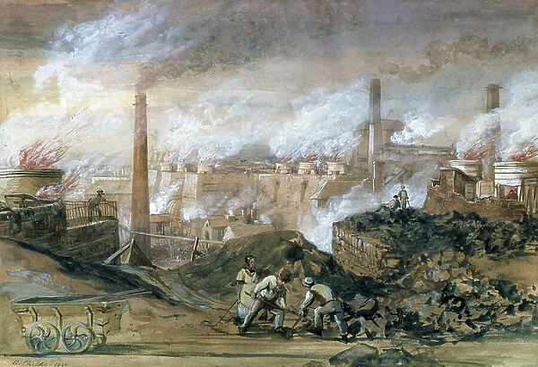 Dowlais Ironworks, 1840 (w / c on paper)
