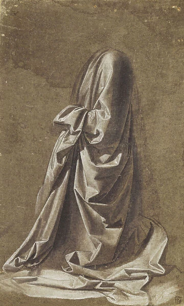 Drapery Study for a kneeling figure, (brush and brownish-grey distemper heightened with