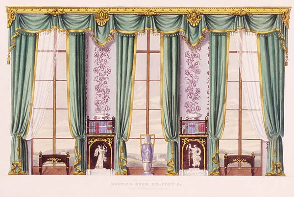 Drawing Room Drapery (Grecian setting) from Furniture with Candelabras