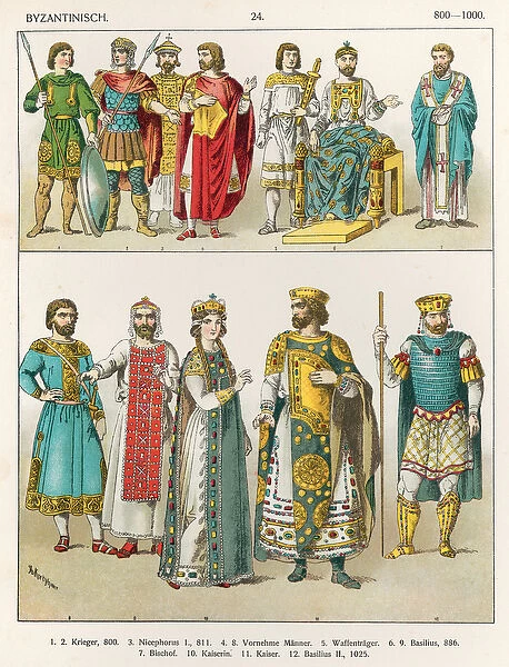 Dress at the Byzantine Court, 800-1000, from Trachten der Voelker, 1864