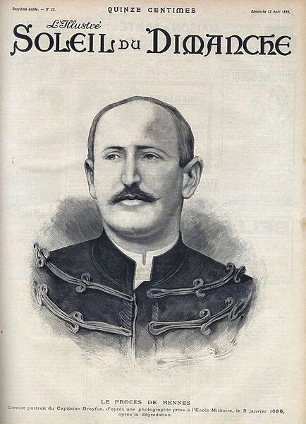 Dreyfus case: portrait of Alfred Dreyfus (1859-1935) after his degradation during