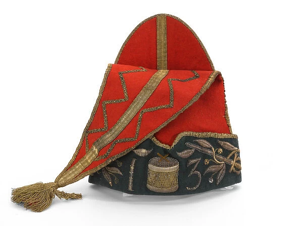Drummers mitre cap, 13th Regiment of Dragoons, 1751 (fabric)