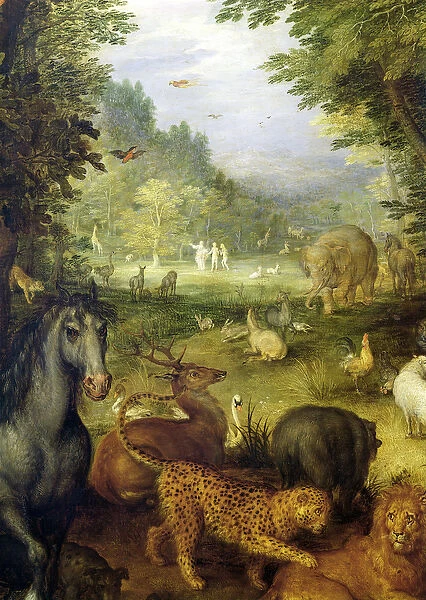 Earth, or The Earthly Paradise, detail of animals, 1607-08 (oil on copper)