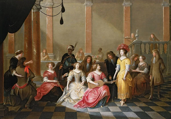 An Elegant Company at Music Before a Banquet (oil on canvas)