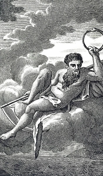 Engraving depicting the Roman God Saturn (Greek Cronus), who devoured all his children save Neptune, Pluto and Jupiter who deposed him