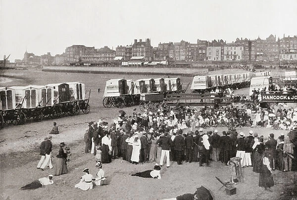 Entertainment on the beach at Margate, Kent, England in the 19th century