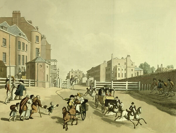 Entrance of Oxford Street at Tyburn Turnpike with a view of Park Lane, 1798