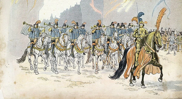 Entree of King Charles VI (1368-1422) in Paris accompanies thirty trumpets