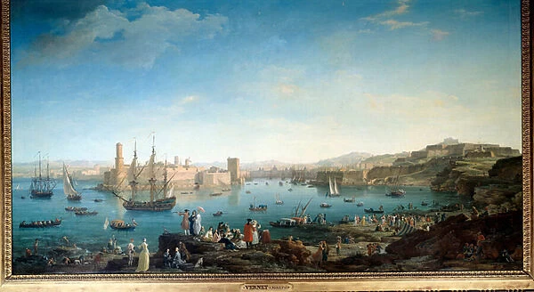 The entry of the port of Marseille in 1754. Painting by Joseph Vernet (1714-1789), 1754