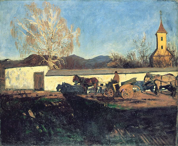 Evening in March (oil on canvas)