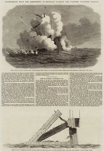 Experiments with the Armstrong 600-Pounder against the Warrior Floating Target (engraving)
