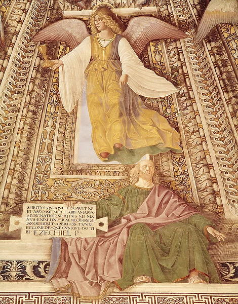 Ezekiel and the Angel holding the chalice of the Passion of Christ, from the cupola