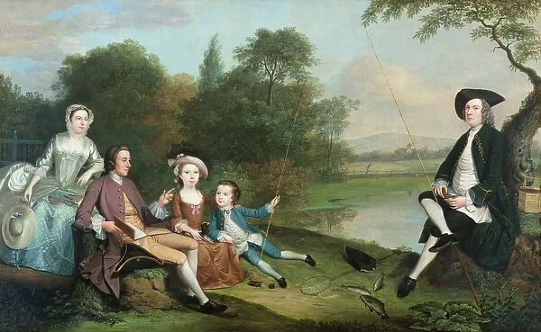 A family of Anglers, 1749 (oil on canvas)
