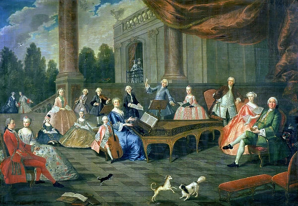 A Family Concert at Chateau Renescure (oil on canvas)