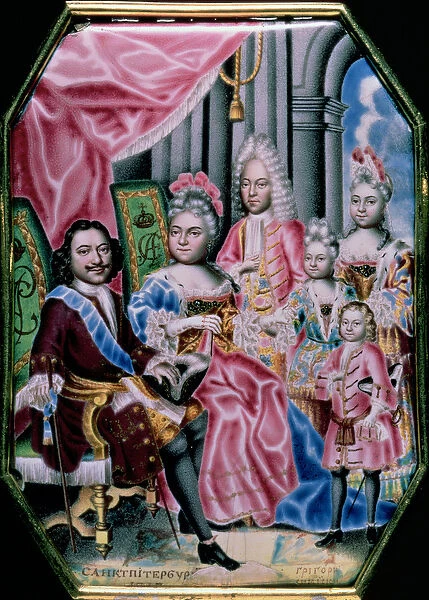 The Family of Emperor Peter I, the Great (1672-1725), 1717 (enamel)