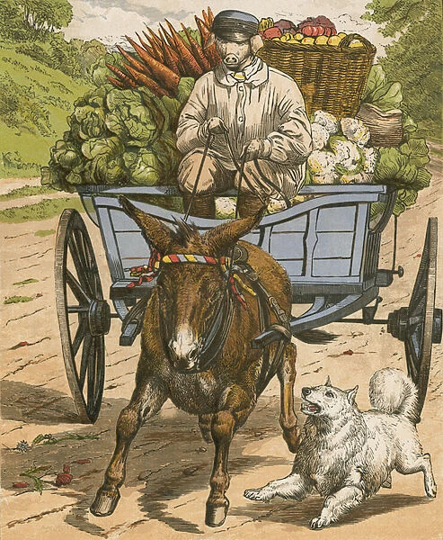Farmer Grunter going to the Market at Hog Snorton (colour litho)