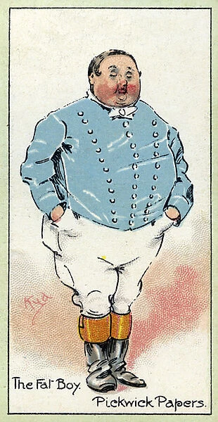 The Fat Boy, from The Pickwick Papers, by Charles Dickens, 1923 (colour litho)