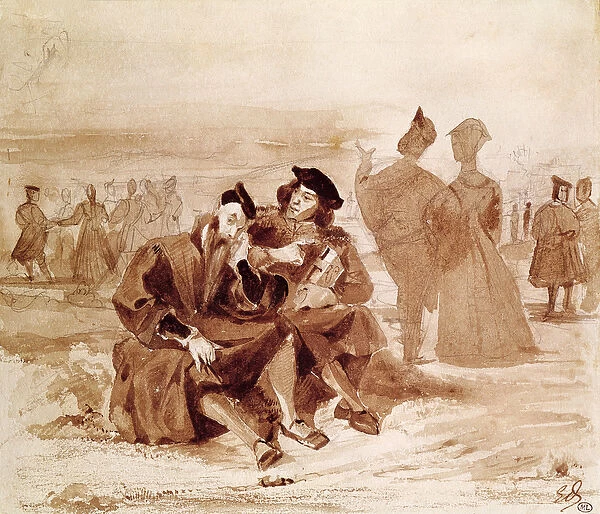 Faust and Wagner in conversation in the countryside, from Faust by Johann